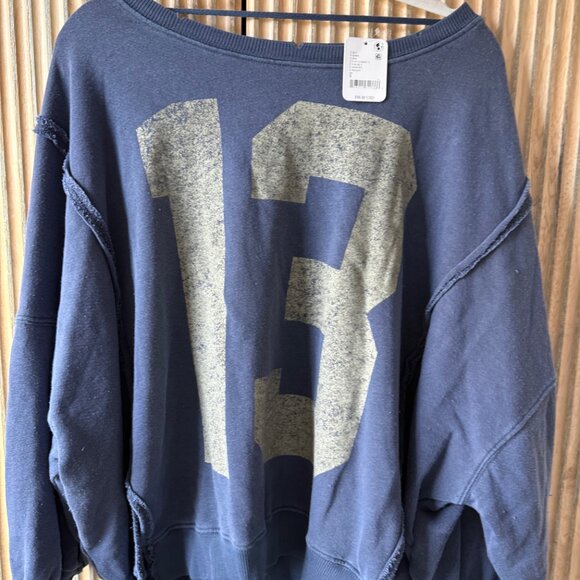 NWT FP Free People We The Free Camden Oversized Sweatshirt Size SMALL “13” Blue - Picture 6 of 7